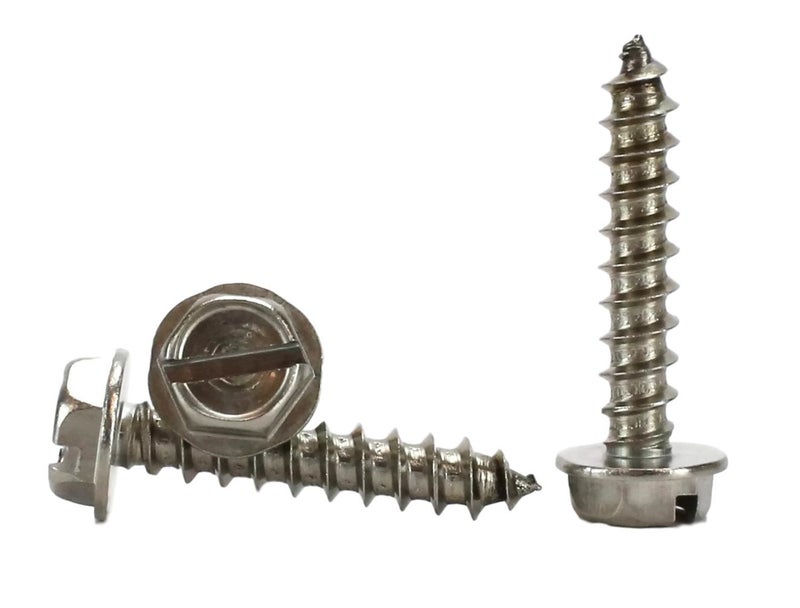 Chenango Supply #10 X 1 Stainless Steel Hex Washer Head w/Slot Sheetmetal Screw (1/2" to 1-1/2" in Listing) 100 pcs Sheet Metal Screws (#10x1 Inch) - Image 1